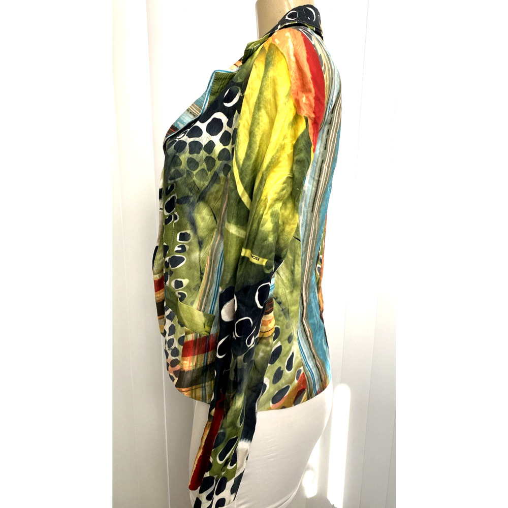 Escada Jacket Blazer Multi Color Two Button Abstr… - image 5